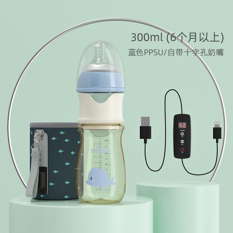 image-Dr. Green Heated Baby Bottle - Tritan Pink 180ml Night Insulation