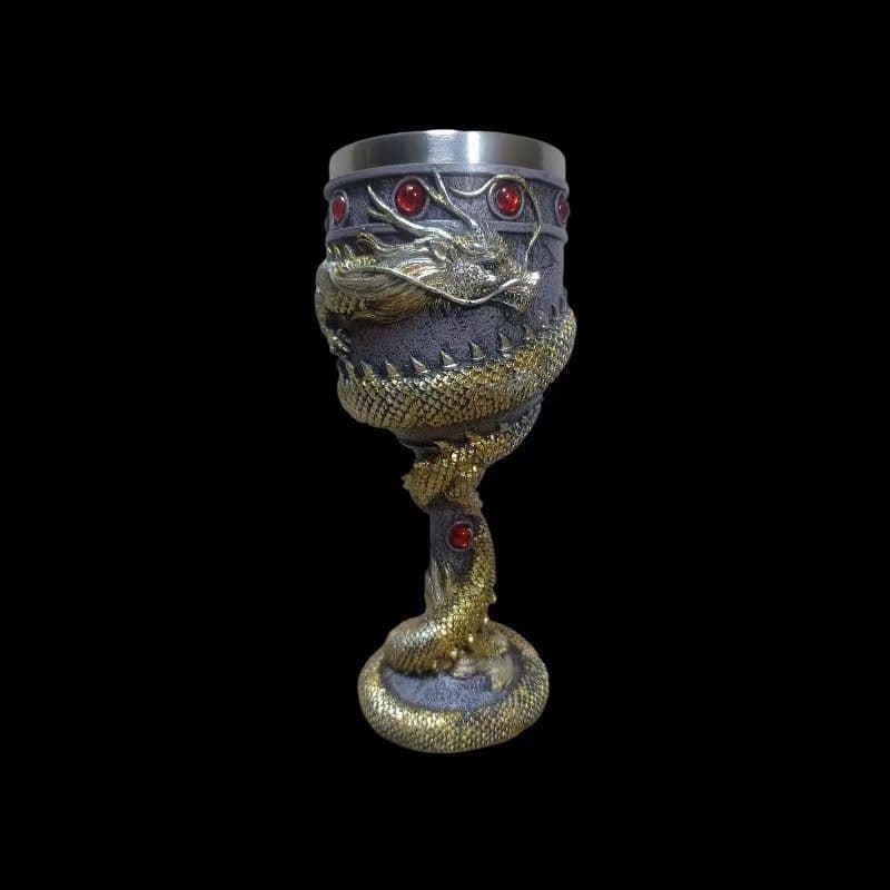 image-Bohong Golden Dragon Goblet Beer Mug, 128ml Stainless Steel