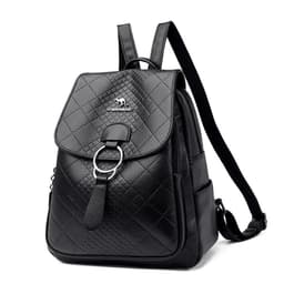 image-Backpack Women's Navy Blue PU Leather 20-35L