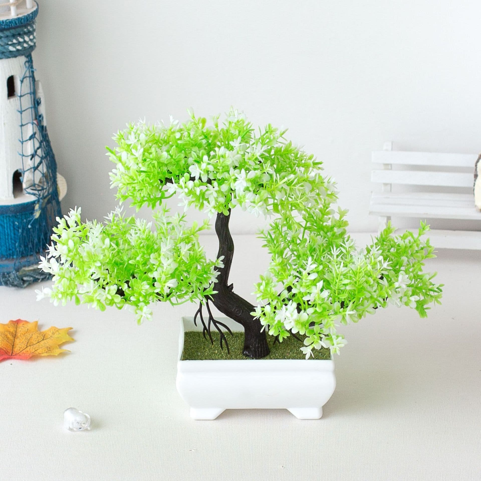 image-Small Green Pine Simulation Plant Ornament Bonsai - Plastic Decor