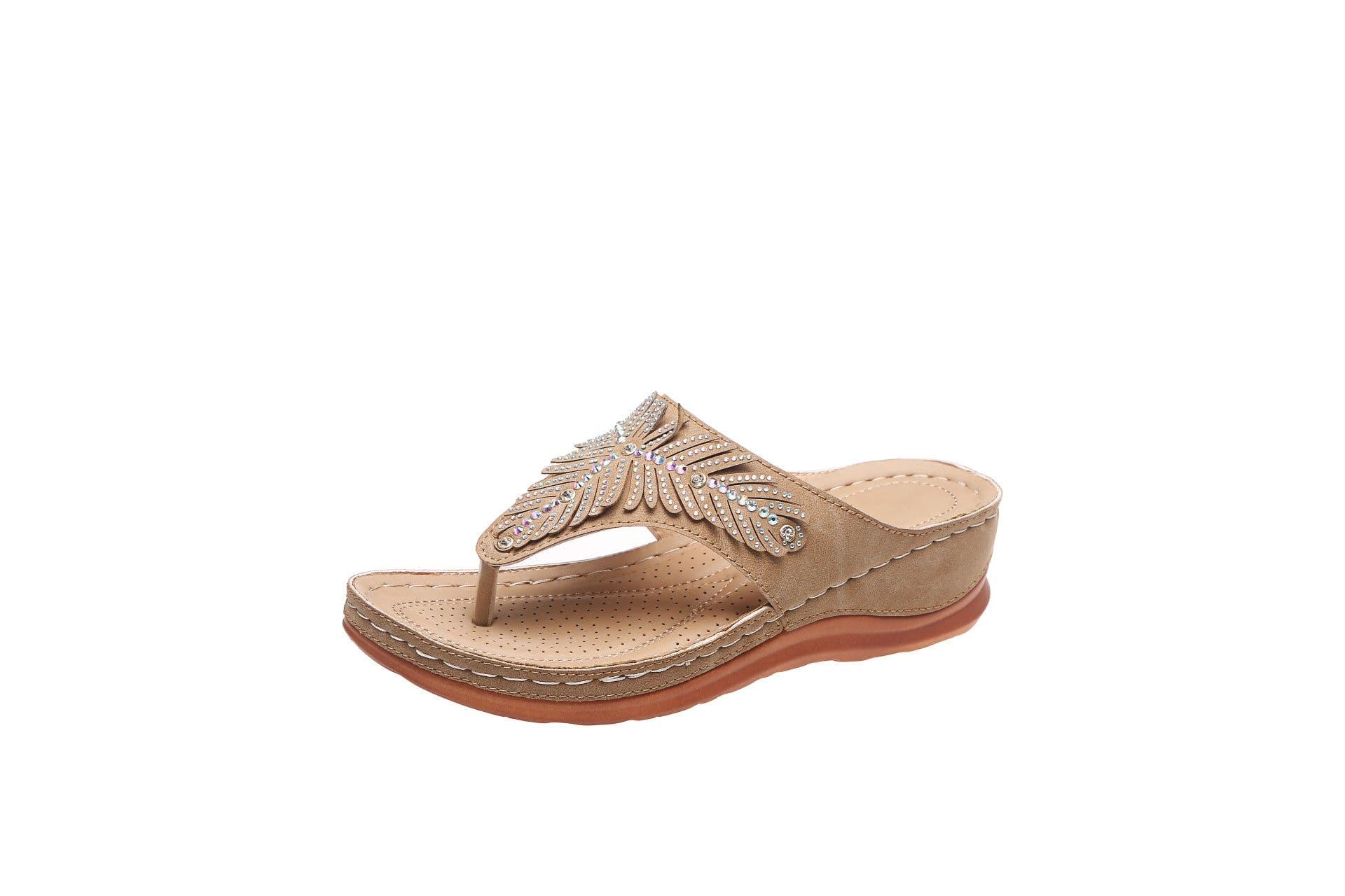 image-Herringbone Sandals - Khaki Size 43 PU EVA