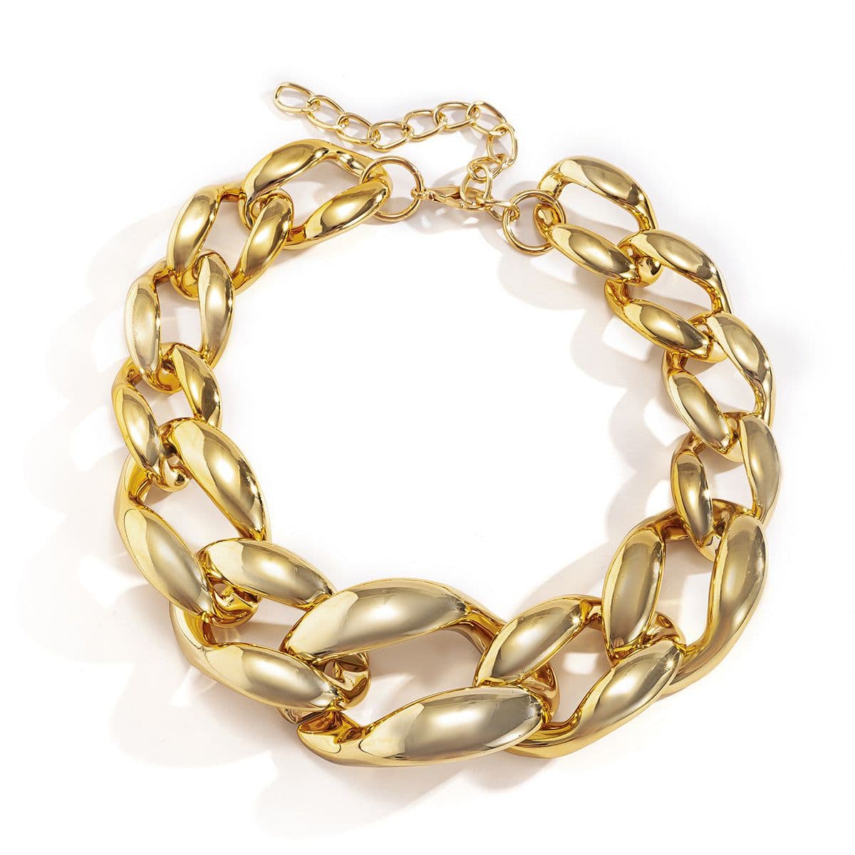 image-European and American cross-border jewelry hip-hop punk thick chain hollow pendant female street snap buttons exaggerated single-layer necklace