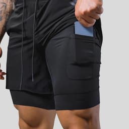image-Summer LYFT new men's sports and leisure shorts double-layer fake two-piece basketball fitness perspiration quick-drying shorts
