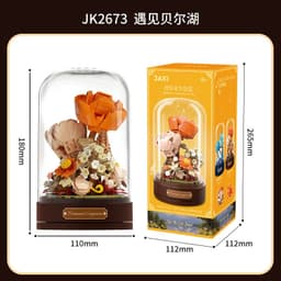 image-Jiaqi Music Box Building Blocks Rose 200-400pcs Toy Ornaments JK2675