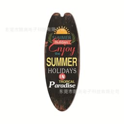 image-Wooden Surfboard Beach Sign - Retro Decor
