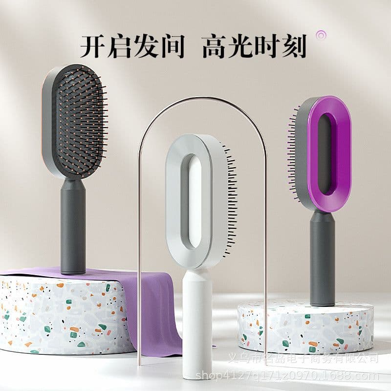 image-Anbei Red Long Hair Loss Massage Comb for Curly Hair - 20cm+