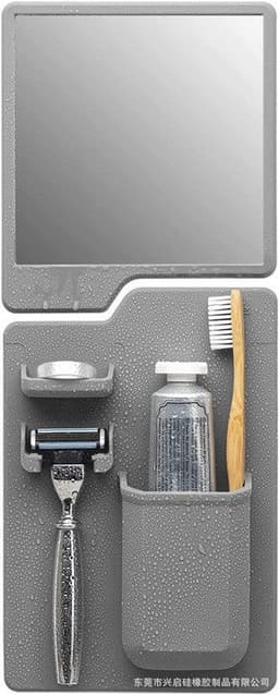 image-Silicone Toothbrush Holder - Black Suction Cup