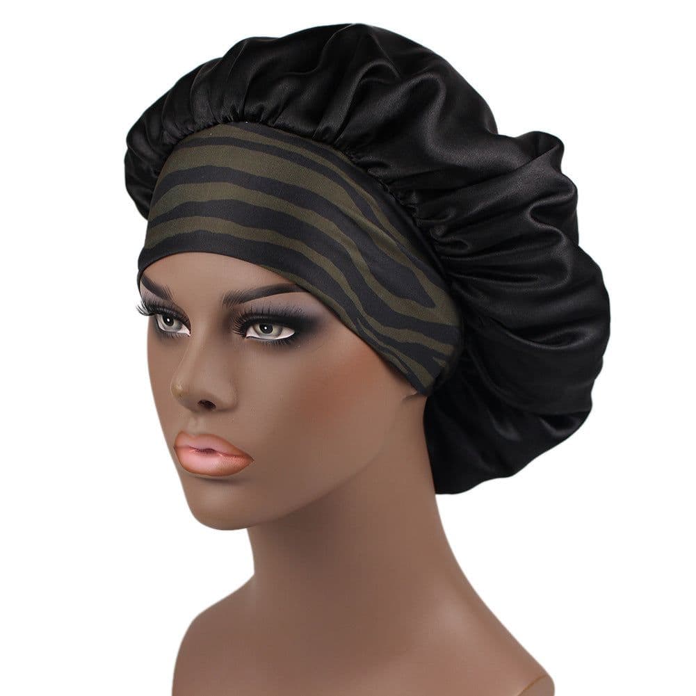 image-Amazon hot selling wide strip wide brim high elastic headband night cap ladies chemotherapy cap hair care cap