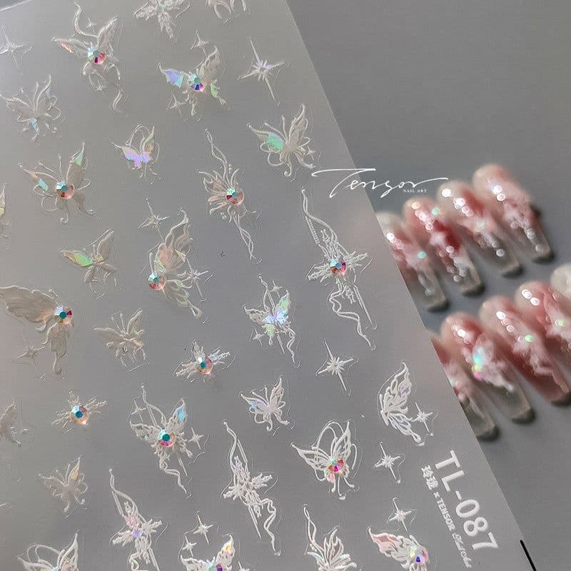 image-Iron element butterfly 5D nail stickers - diamond