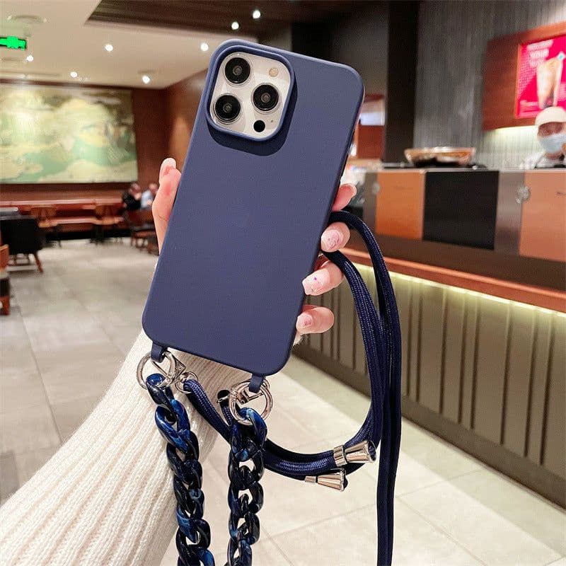 image-iPhone 14 Max Case - Grey TPU Messenger Chain