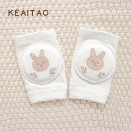 image-Cute baby knee pads for boys and girls crawling protective gear baby toddler anti-fall pure white sponge elbow pads summer thin
