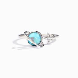 image-Planet Ring Adjustable Sterling Silver Star Moon - Women