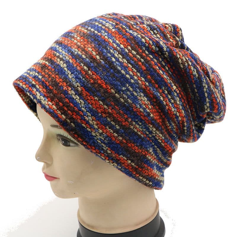 image-Knitted Beanie Hat - Colorful Grid Windproof Unisex