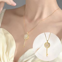image-Chasing Forest Titanium Steel Necklace, Gold, Non-Fading Jewelry
