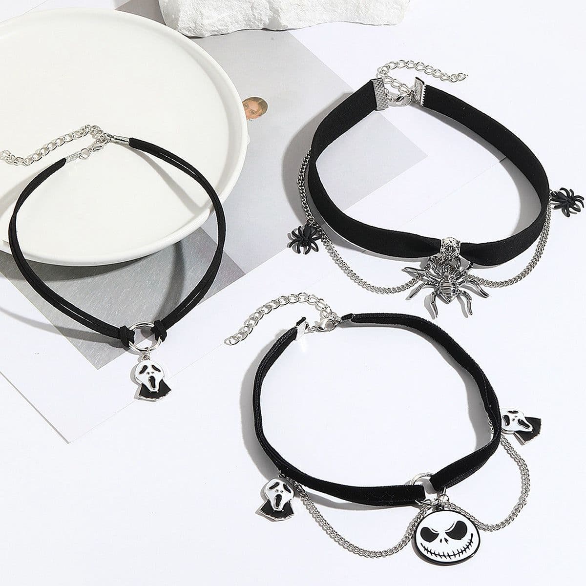 image-European and American Cross-Border Gothic Jewelry Halloween Jewelry Dark Bat Ghost Skeleton Pumpkin Spider Halloween Necklace