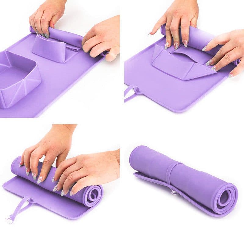 image-Pet Bowl Silicone Folding Dog Double Bowl Grey Non-Slip Portable Outdoor