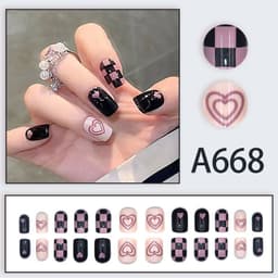 image-Autumn and winter gentle and pure desire simple style wearable manicure patches short, medium and long style white removable fake nail patches