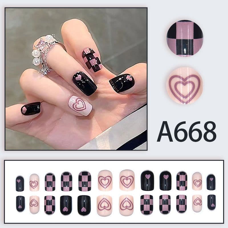 image-Autumn and winter gentle and pure desire simple style wearable manicure patches short, medium and long style white removable fake nail patches