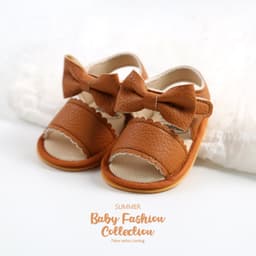 image-Baby Sandals Pink Bow Velcro Non-Slip 12-36M