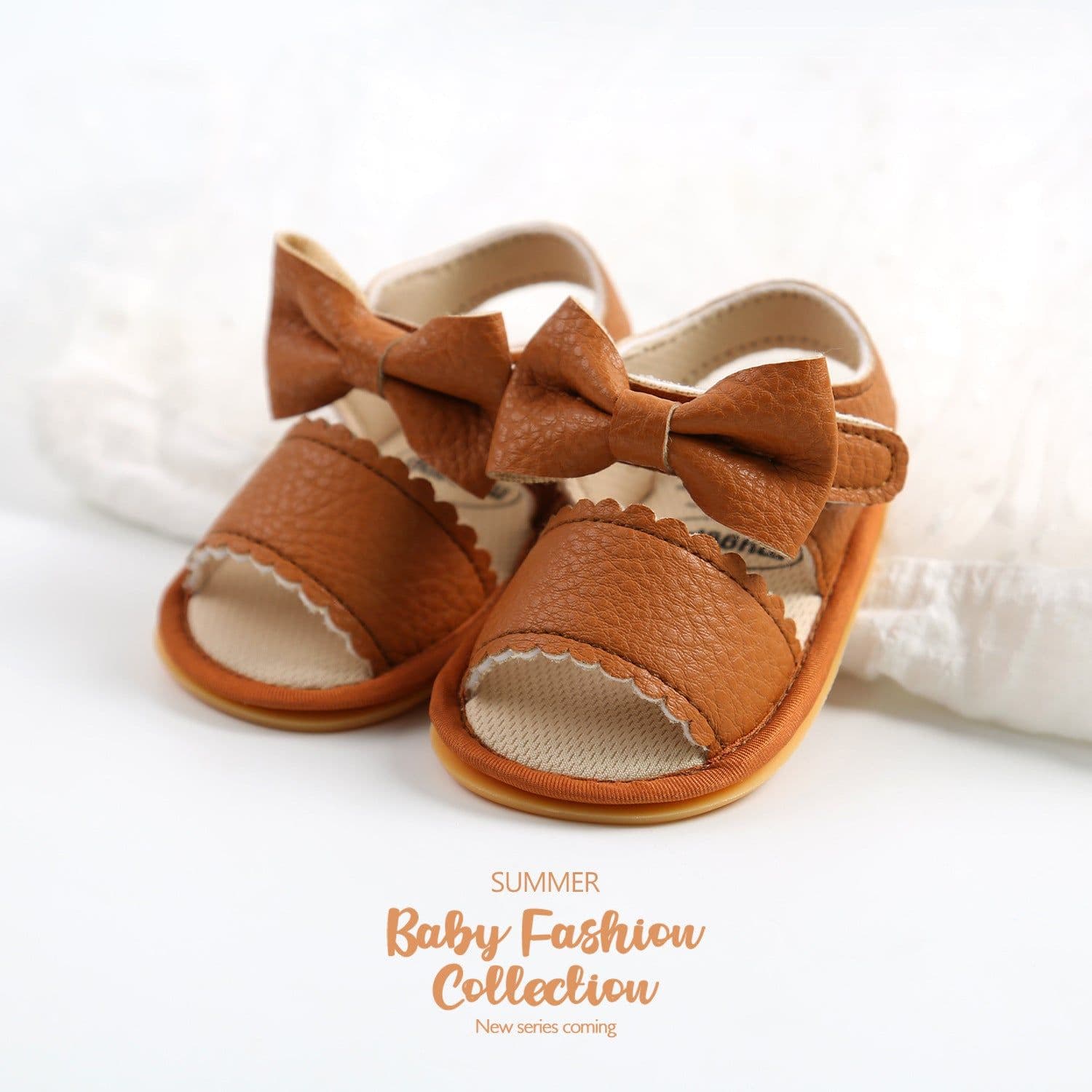 image-Baby Sandals Pink Bow Velcro Non-Slip 12-36M