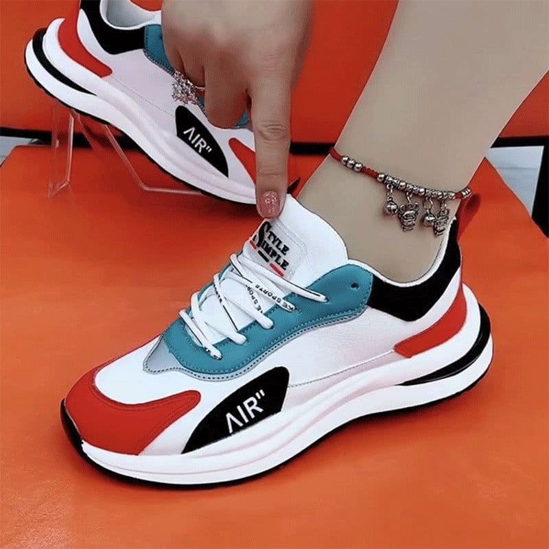 image-Unisex Loafers - White Red Microfiber Flat Heel
