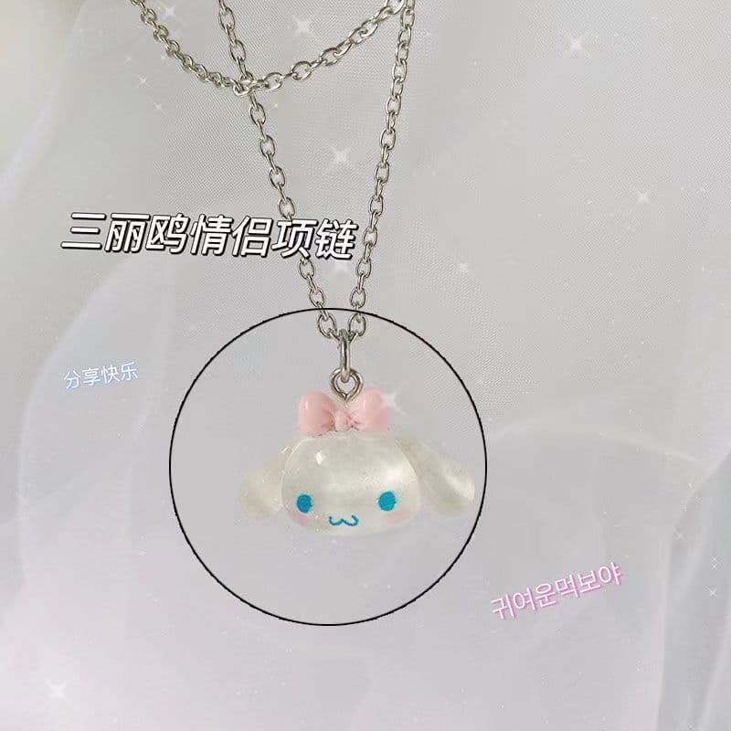 image-Original Japanese cute Sanrio couple necklace thin flashing cinnamon dog Pacha dog pendant boudoir honey necklace