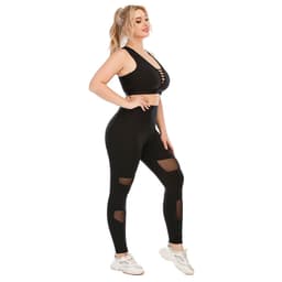 image-Plus Size Yoga Suit with Sports Bra - Tight Fit
