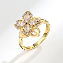 image-Fashion Zircon Rotatable Ring - Golden Copper Adjustable Jewelry