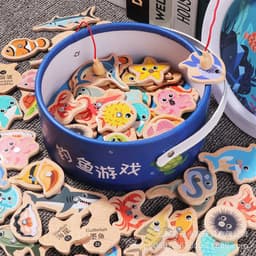 image-Wooden Educational Magnetic Fishing Toy for Toddlers Ages 2-3 Years