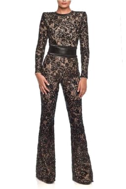 image-Women's White Lace Jumpsuit - Cotton Casual