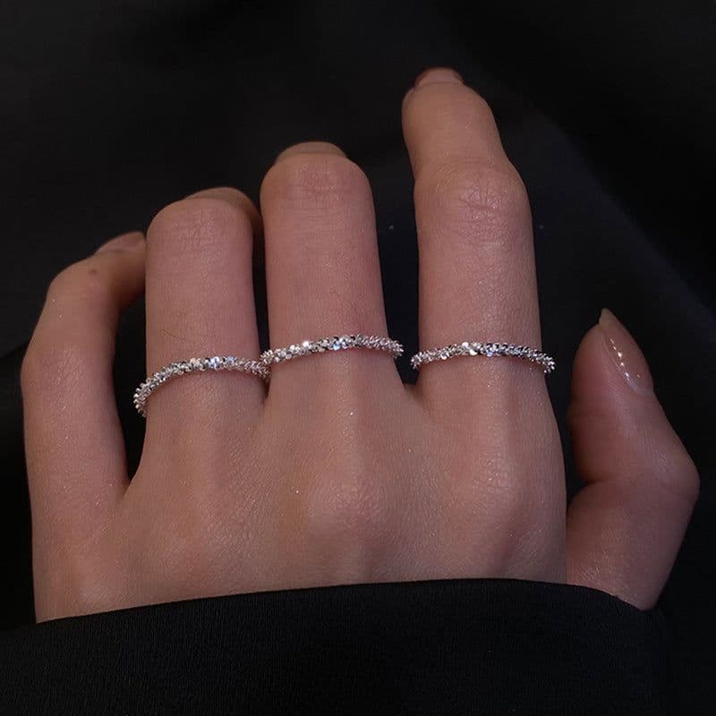image-Sparkling ring full body 925 sterling silver starry ring ring ins temperament fashion net red ring tail ring
