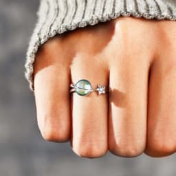 image-Planet Ring Adjustable Sterling Silver Star Moon - Women