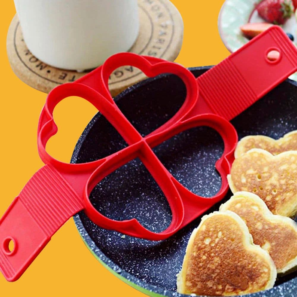 image-Silicone Omelette Maker - Multi-Functional 7-Hole Heart Shape Pancake Maker