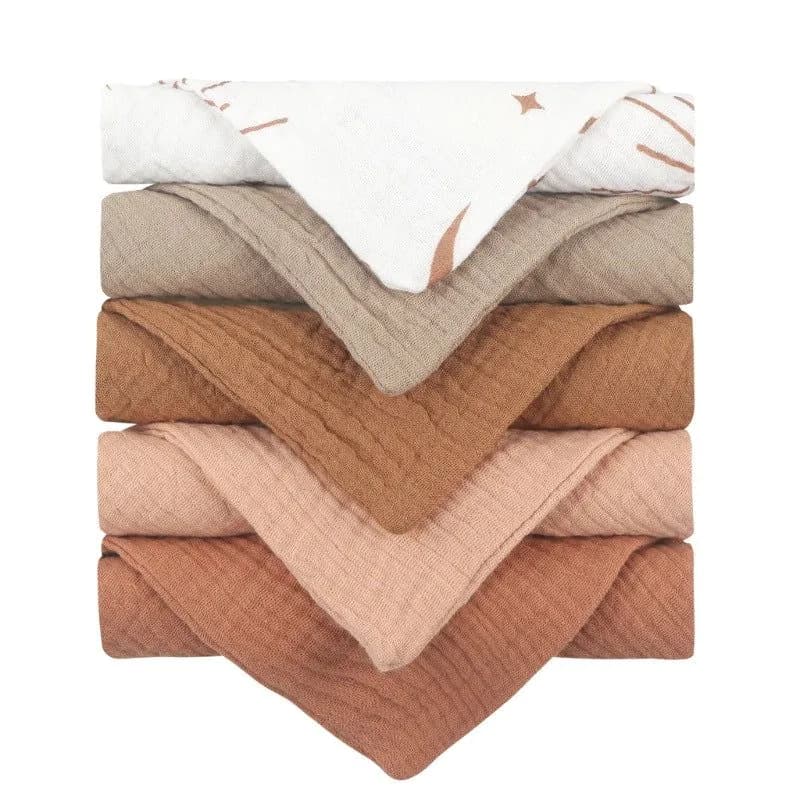 image-Baby Muslin Cotton Handkerchiefs 5pcs - Face Wipes Bibs
