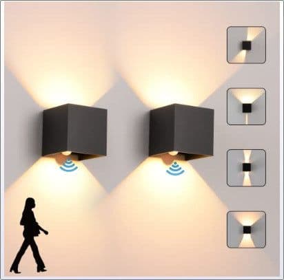 image-Solar outdoor waterproof wall light induction wall light exterior wall wiring free wall light balcony dimming wall light graffiti wall light
