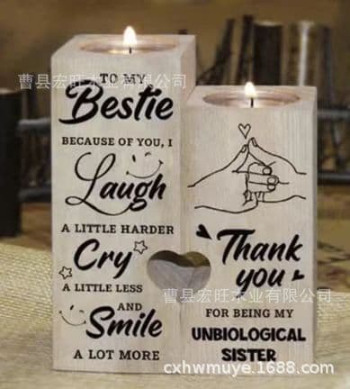 image-Cross-border New Products Mother's Day Home Decoration Atmosphere Decoration Heart-shaped Candle Table Wax Table Cross-border Wooden Decoration