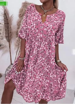 image-Cross-border 2023 summer Amazon new European and American fashion flower print V-neck dress