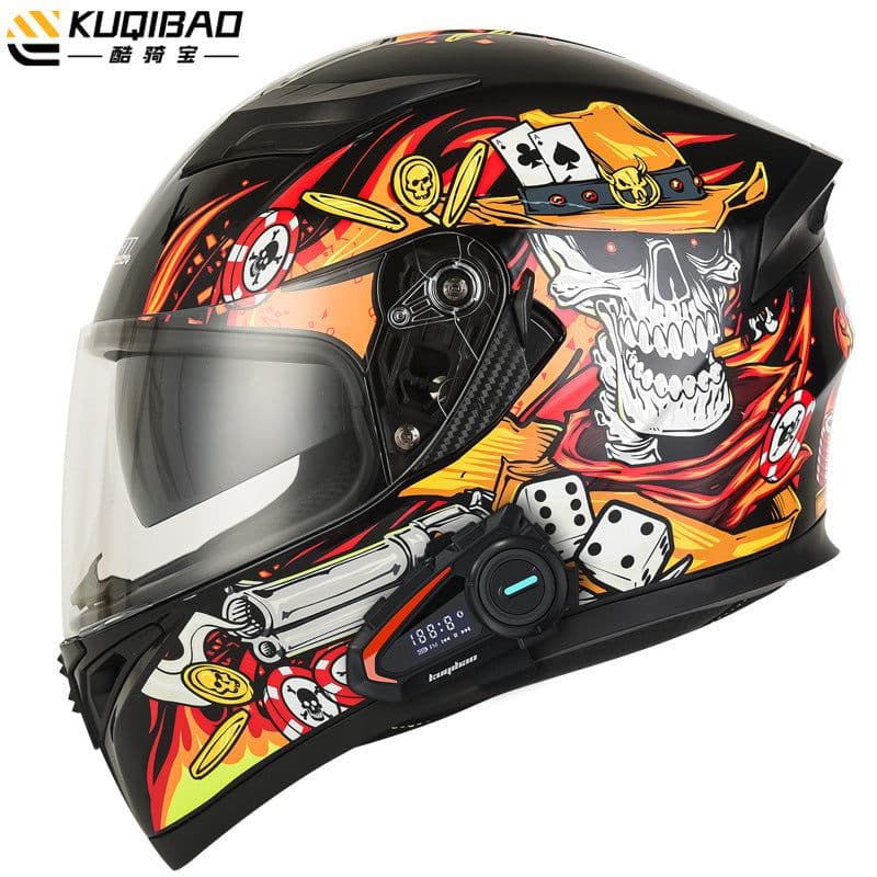 image-Coolqibao Motorcycle Full-Face Helmet Bluetooth XXL Gray