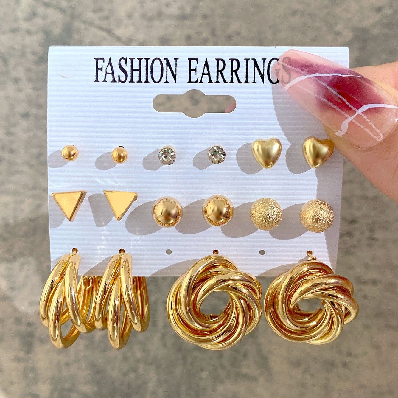 image-Acrylic Pearl Earring Set - 5 Pairs Mixed Style Women