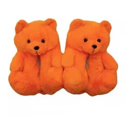 image-Cartoon Bear Plush Slippers - Large, South Korean Velvet, Dark Teddy Bear Shoes
