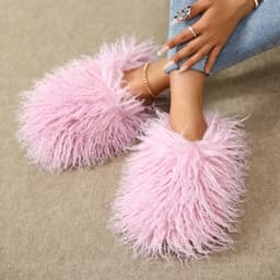 image-Women's Fur Slippers - Warm Home Cotton Slides