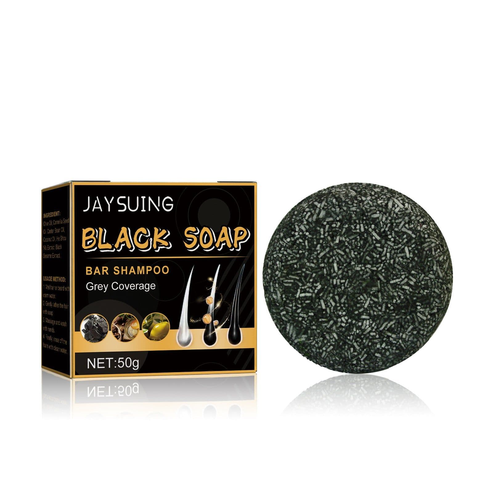image-Jaysuing Black Hair Soap - Thick Hair Care Shampoo