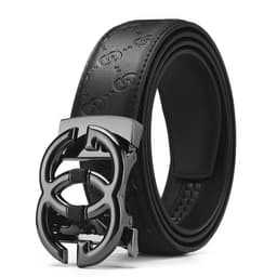 image-Men's Leather Belt - Automatic Buckle Gun Color