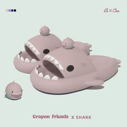image-Late Brand Baby Shark Slippers - Non-Slip, 44-45 Size, Thick Sole