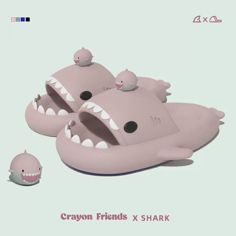 image-Late Brand Baby Shark Slippers - Non-Slip, 44-45 Size, Thick Sole