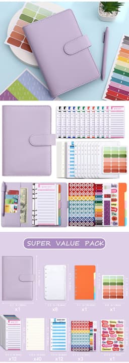 image-Macaron A6 Leather Notebook Budget Planner
