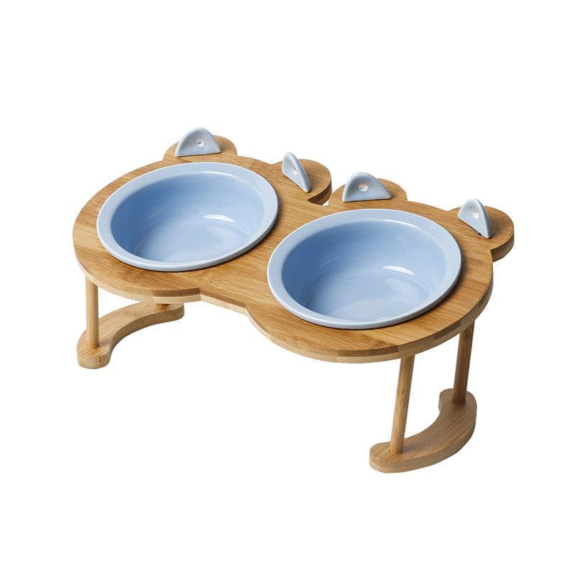 image-Cat & Dog Ceramic Double Bowl - Elevated Feeder