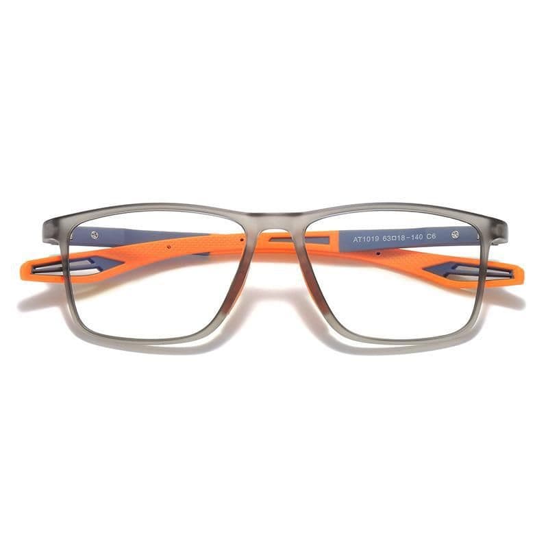 image-Anti-Blue Light TR90 Sports Reading Glasses - Large Frame, Gray/Orange