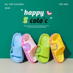 image-Children's Dinosaur Flip Flop Slippers - Non-slip PVC