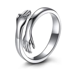 image-925 Silver Ring Creative Embrace Ring Palm Finger Glossy Ring Europe and America Amazon Cross-border Wholesale Ring